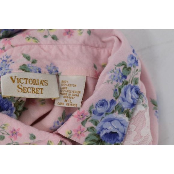 Victorias secret shirt dress women's M/L long sleeve floral button up lace trim - Picture 10 of 12